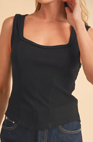 Black Adelle Sweetheart Neck Tank