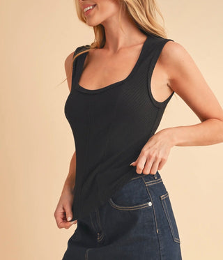 Black Adelle Sweetheart Neck Tank