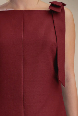 Burgundy Bow Sleeveless Mini Dress