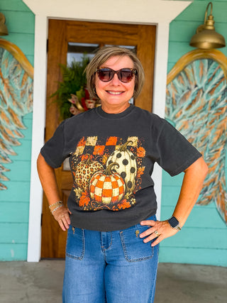 Pepper Checkered Pumpkin Graphic Tee
