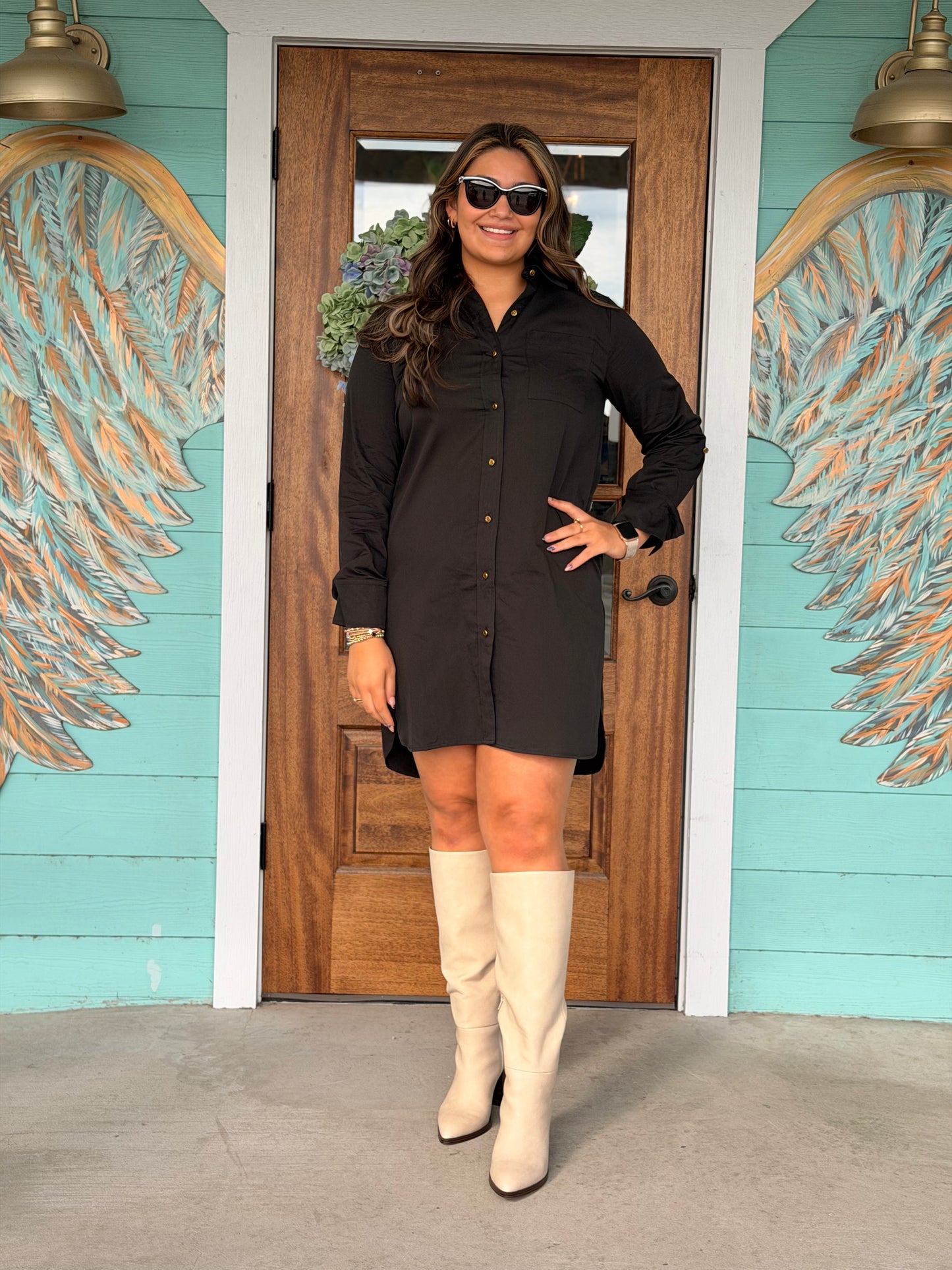 Black Long Sleeve Shirt Dress