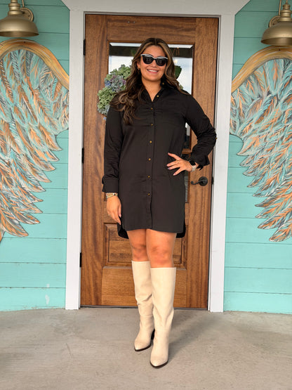 Black Long Sleeve Shirt Dress