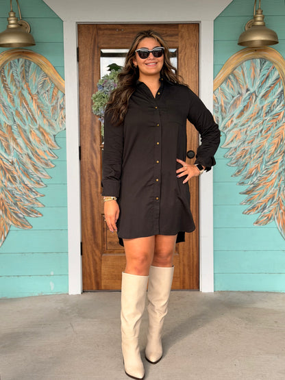 Black Long Sleeve Shirt Dress
