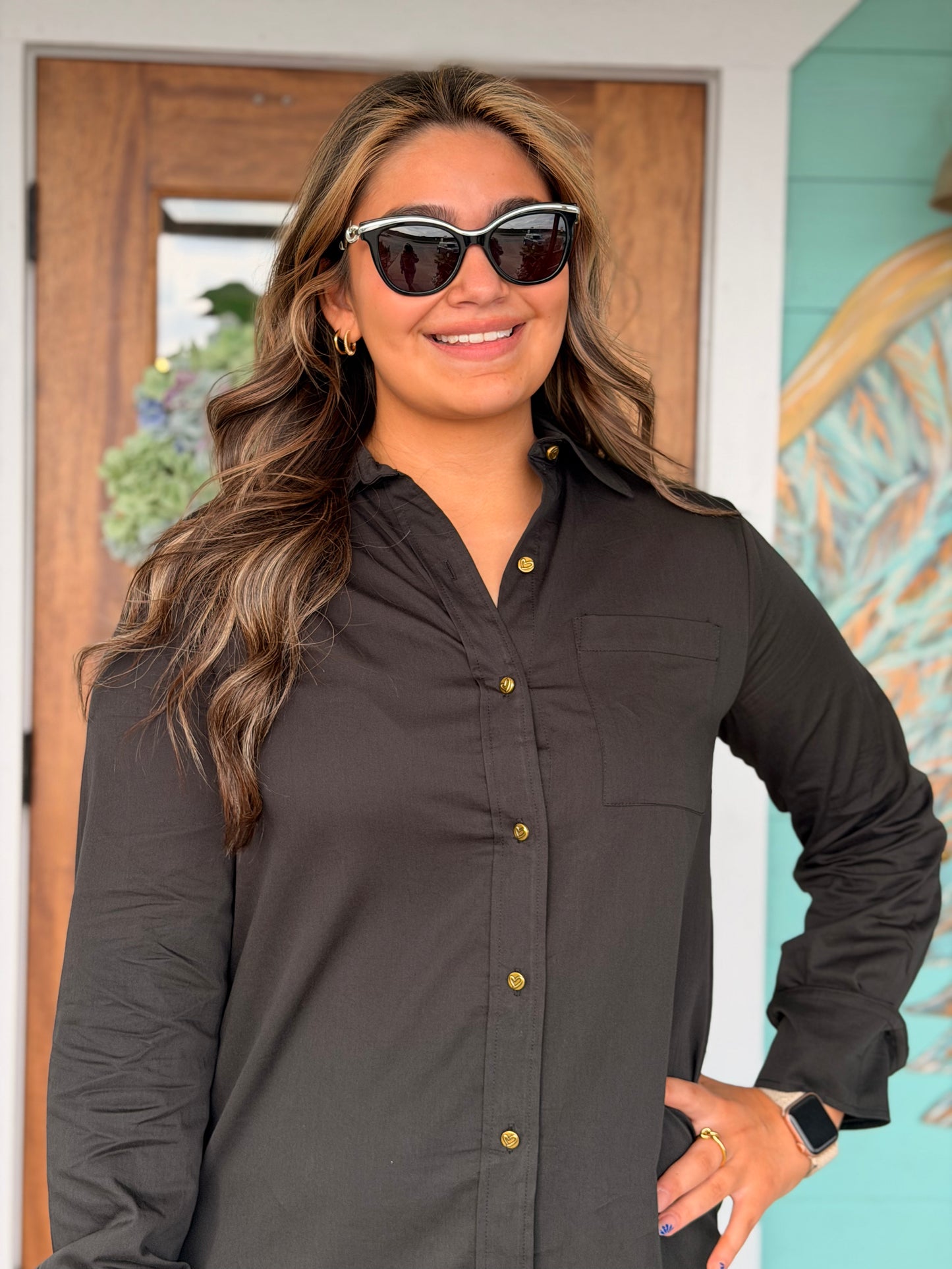 Black Long Sleeve Shirt Dress