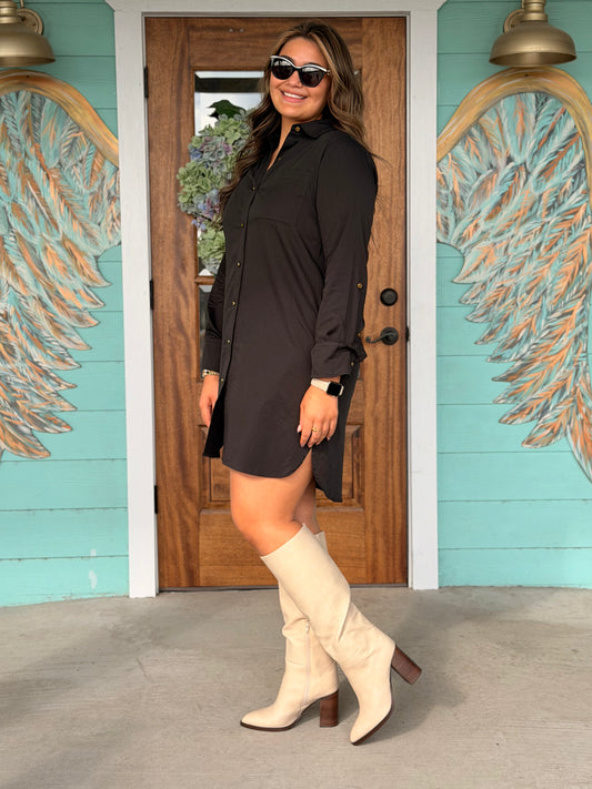 Black Long Sleeve Shirt Dress