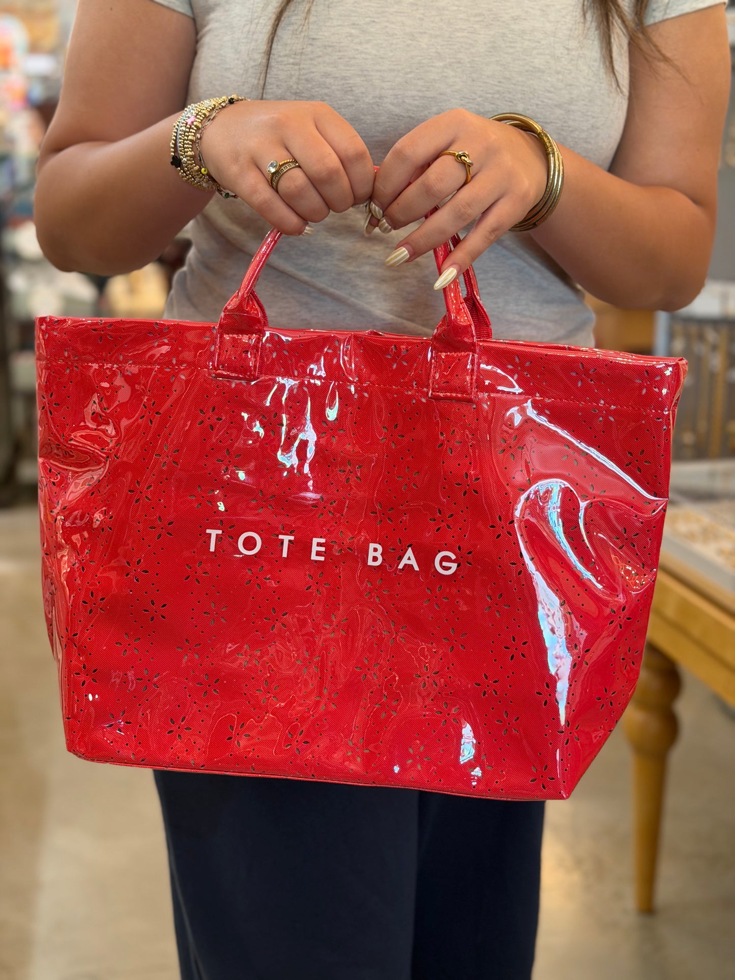 Red Eyelet TOTE BAG