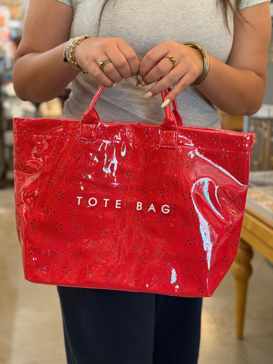 Red Eyelet TOTE BAG