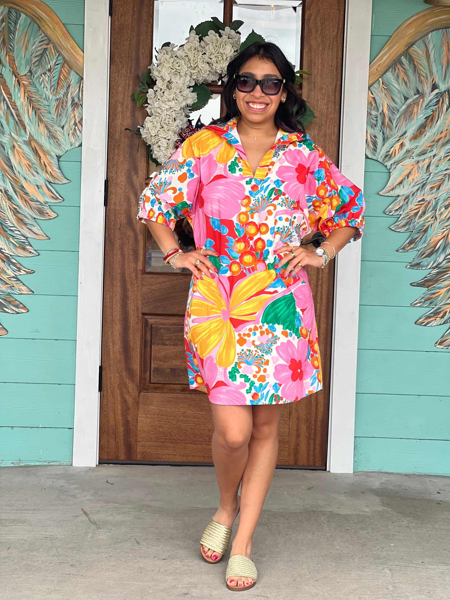 Charlotte Collar Bold Gardenscape Dress