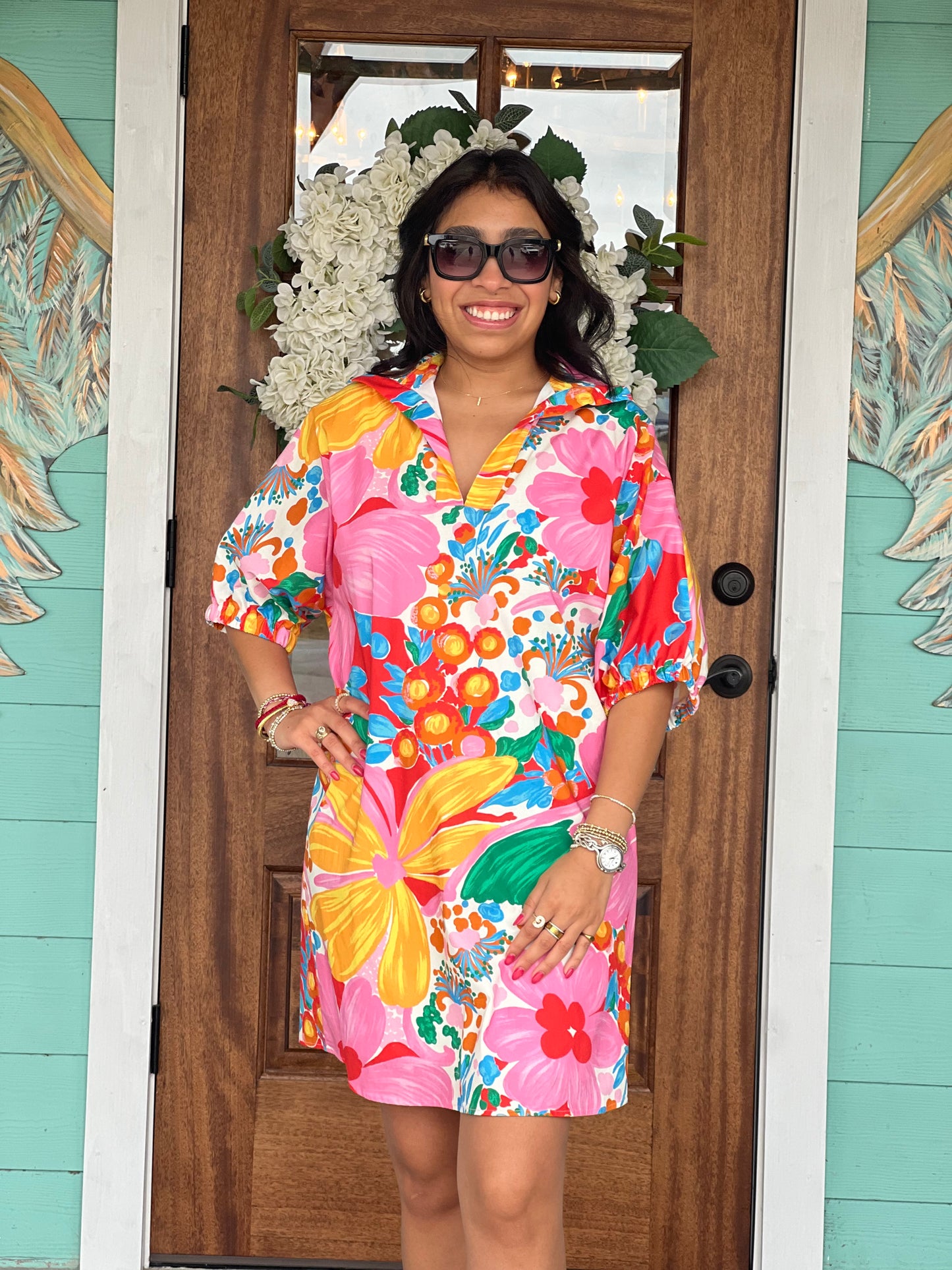 Charlotte Collar Bold Gardenscape Dress