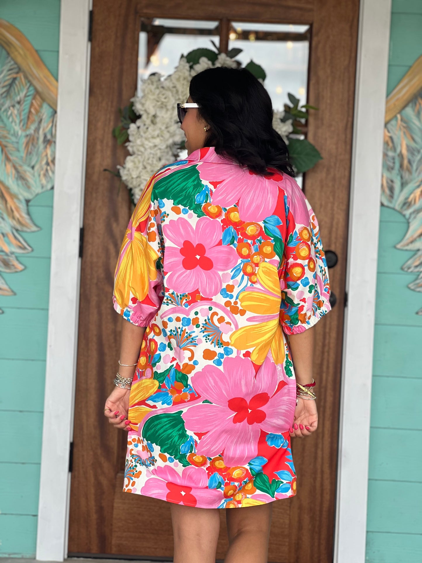 Charlotte Collar Bold Gardenscape Dress