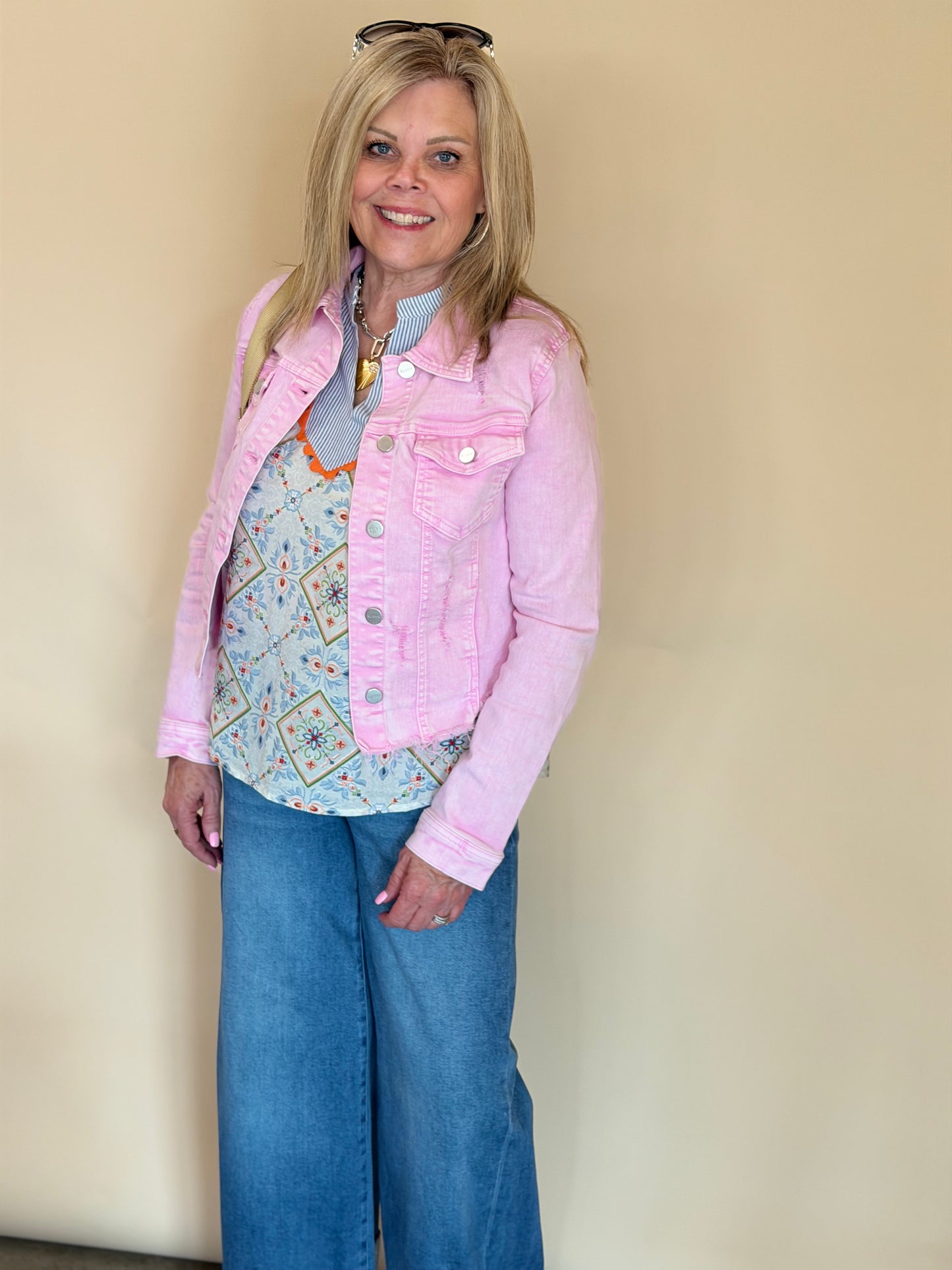 Risen Acid Pink Fray Hem Jacket