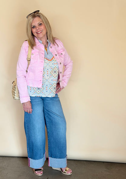Risen Acid Pink Fray Hem Jacket