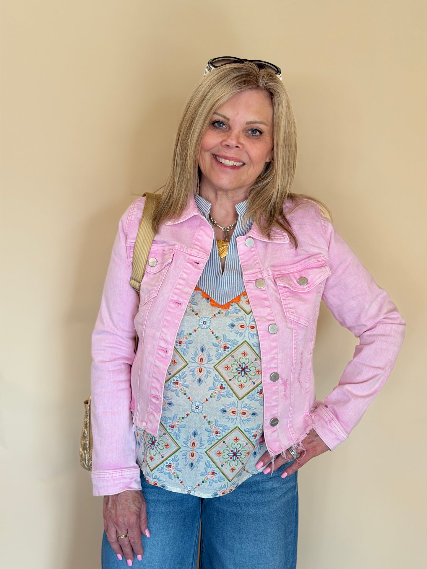 Risen Acid Pink Fray Hem Jacket