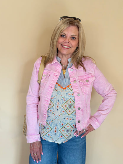 Risen Acid Pink Fray Hem Jacket