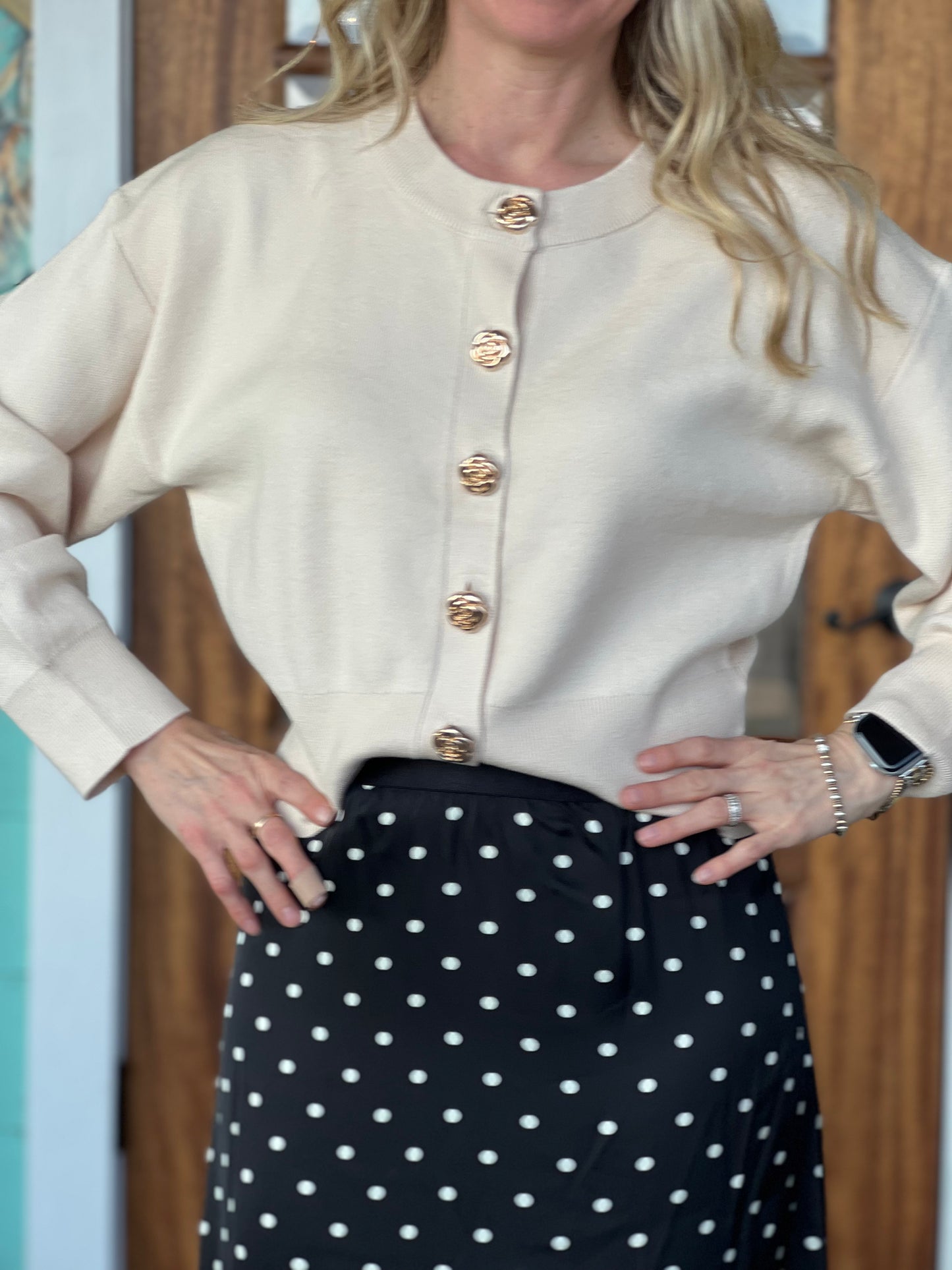 Rosie Button Ecru Cardigan