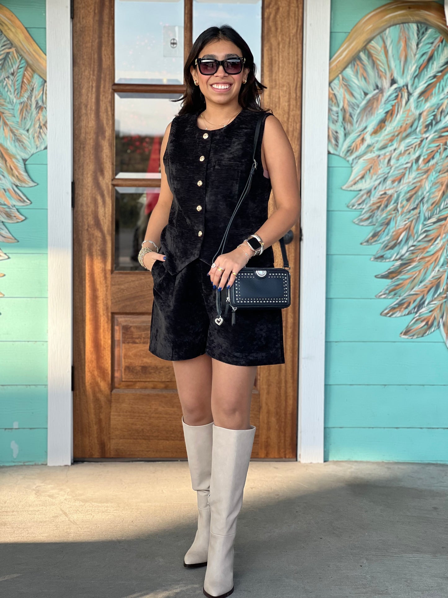 Black Vest Button Detail