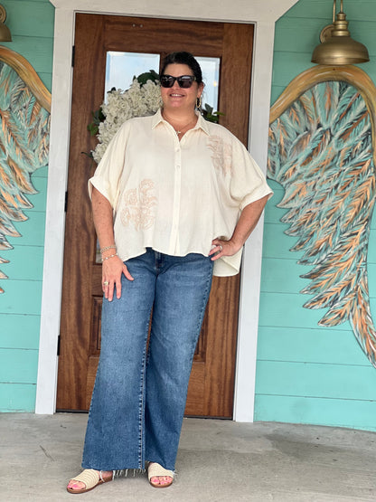 Ivory Dolman Cotton Gauze Top