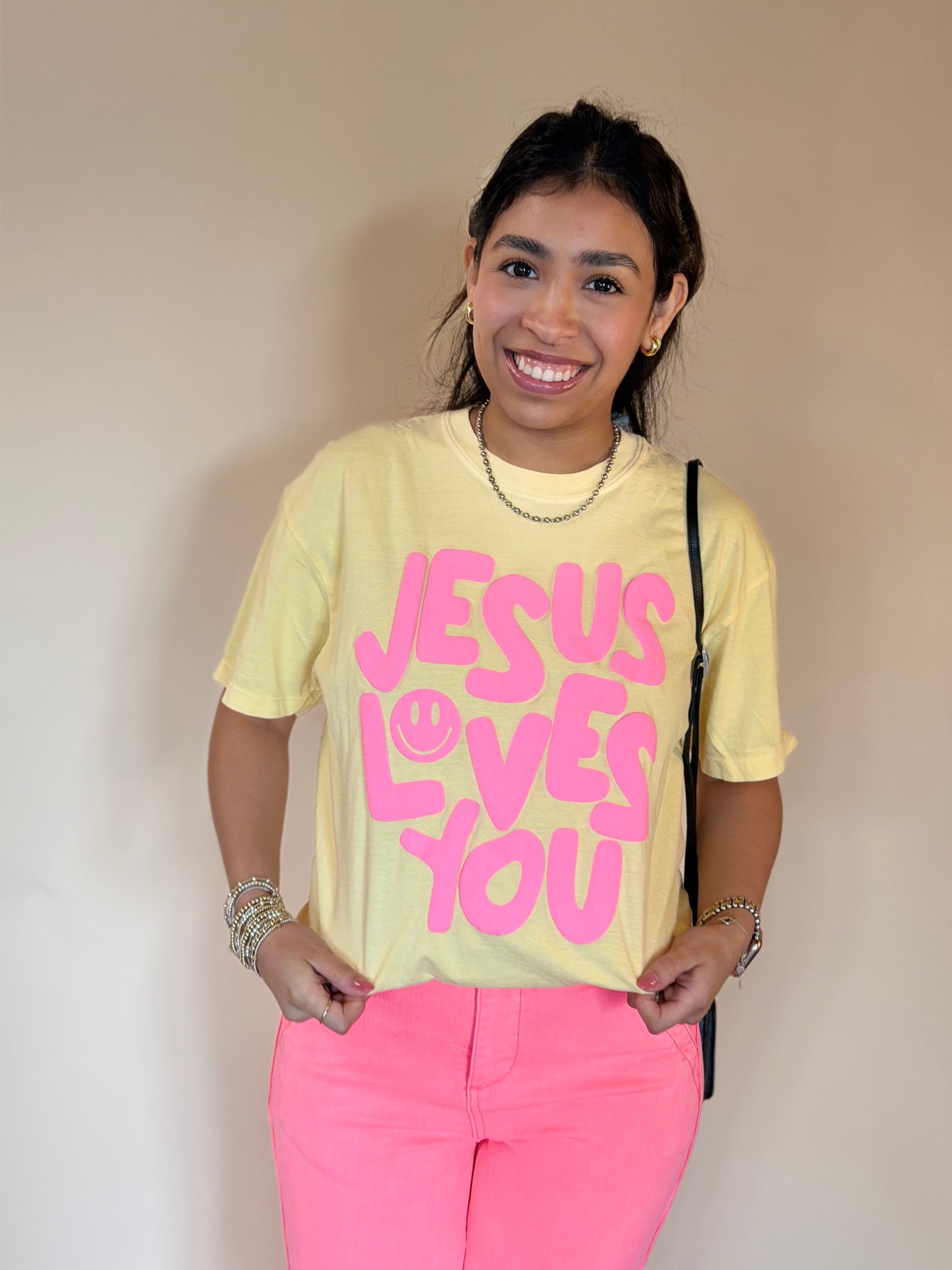 Smiley Jesus Loves You Tee