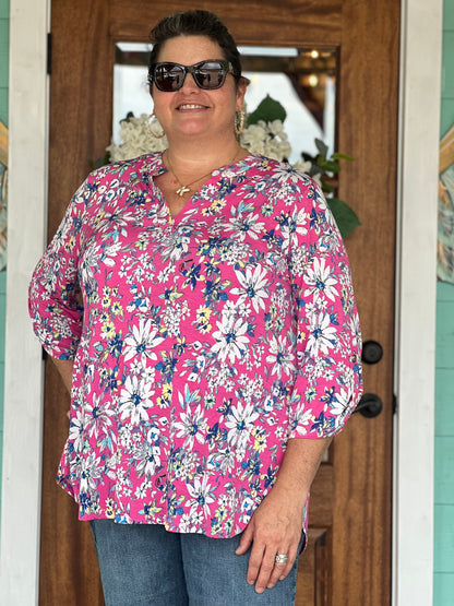 Liz Magenta Multi Top