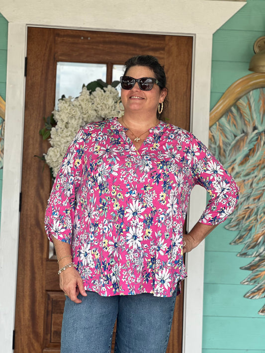 Liz Magenta Multi Top