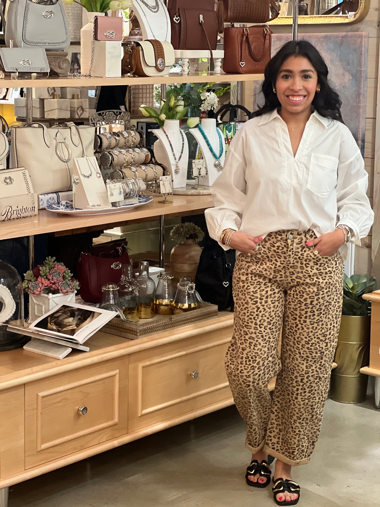 Risen Leopard HR Barrel Jeans