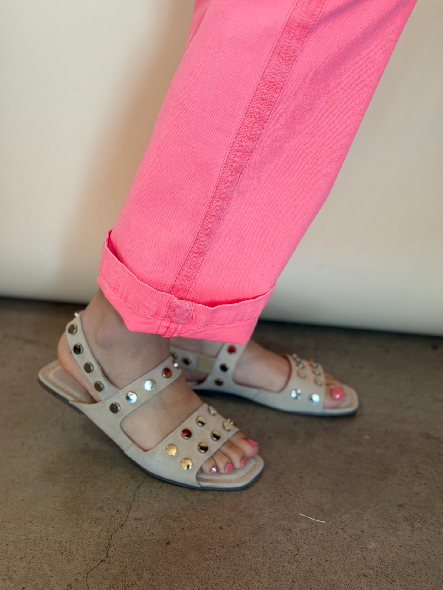 Risen Coral Pink HR Straight Twill Pant
