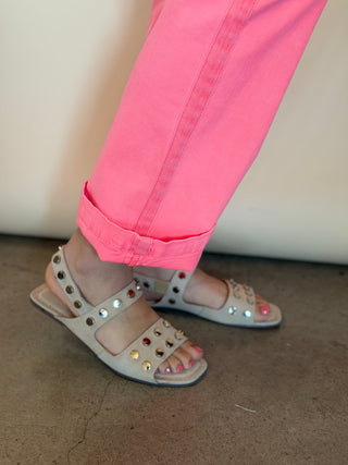 Risen Coral Pink HR Straight Twill Pant