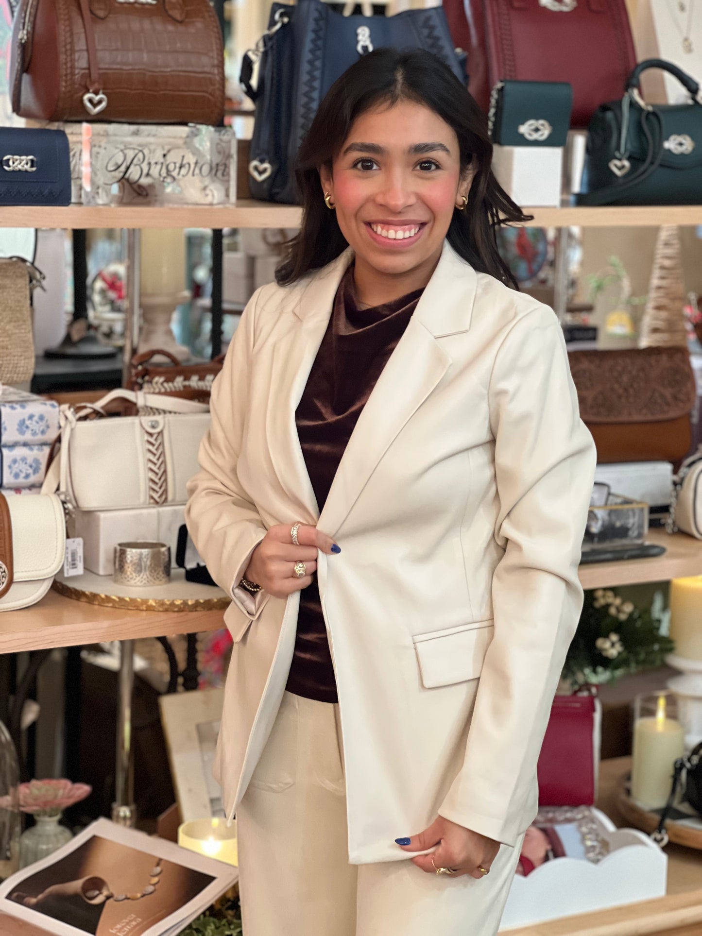 Ivory Faux Leather Jacket