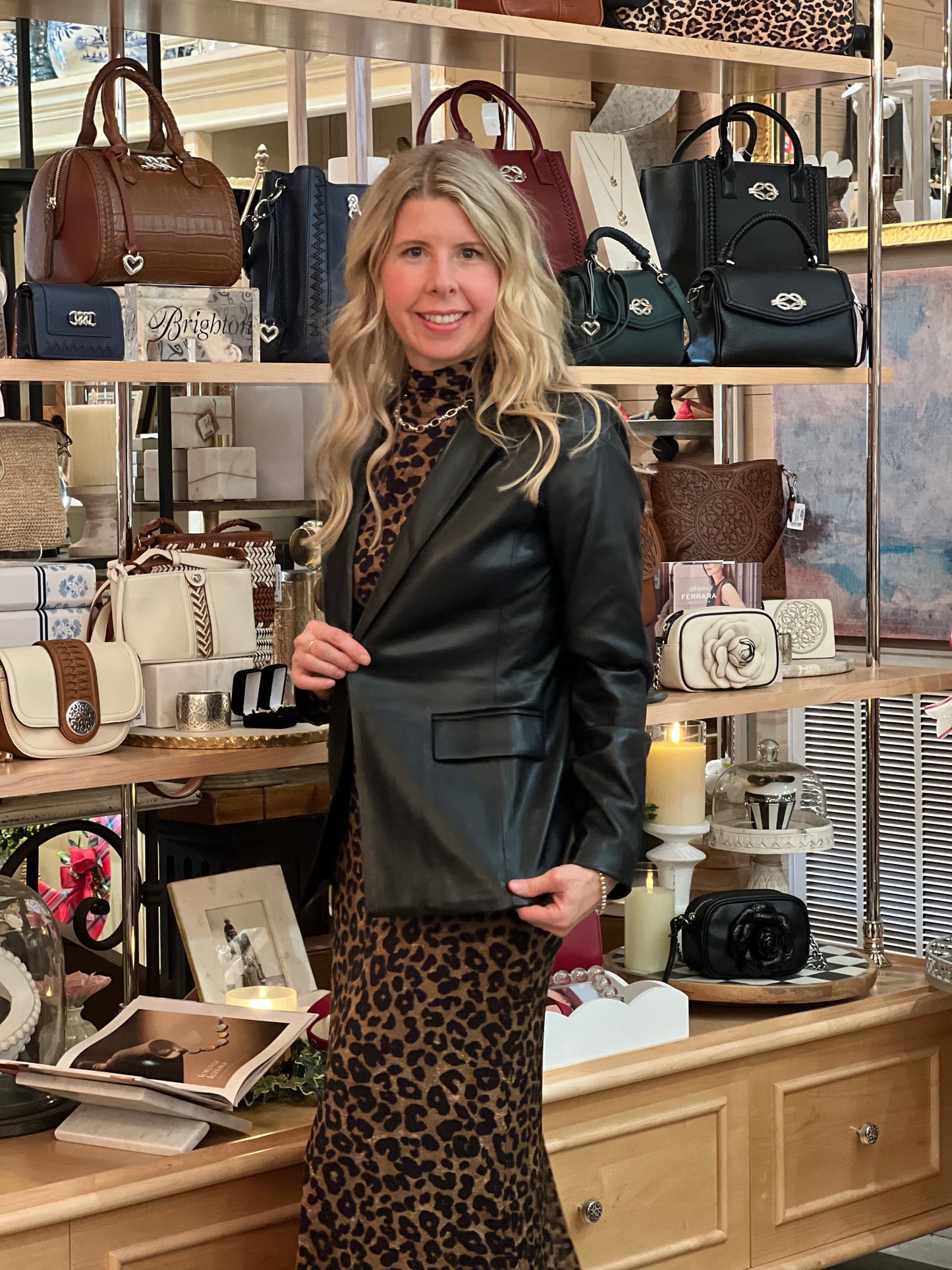 Black Faux Leather Blazer