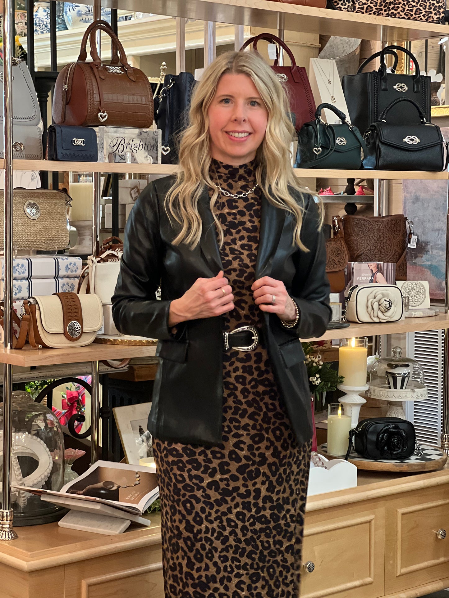 Black Faux Leather Blazer