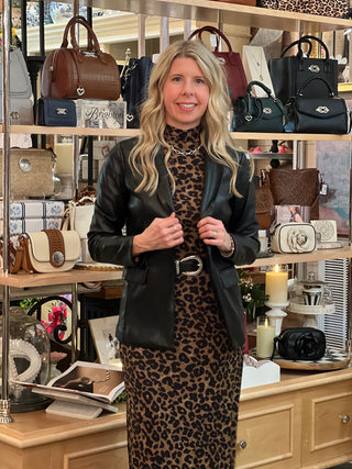 Black Faux Leather Blazer
