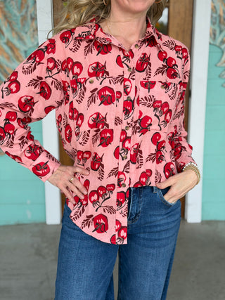 Ivy Jane Pink Tomato Print Shirt