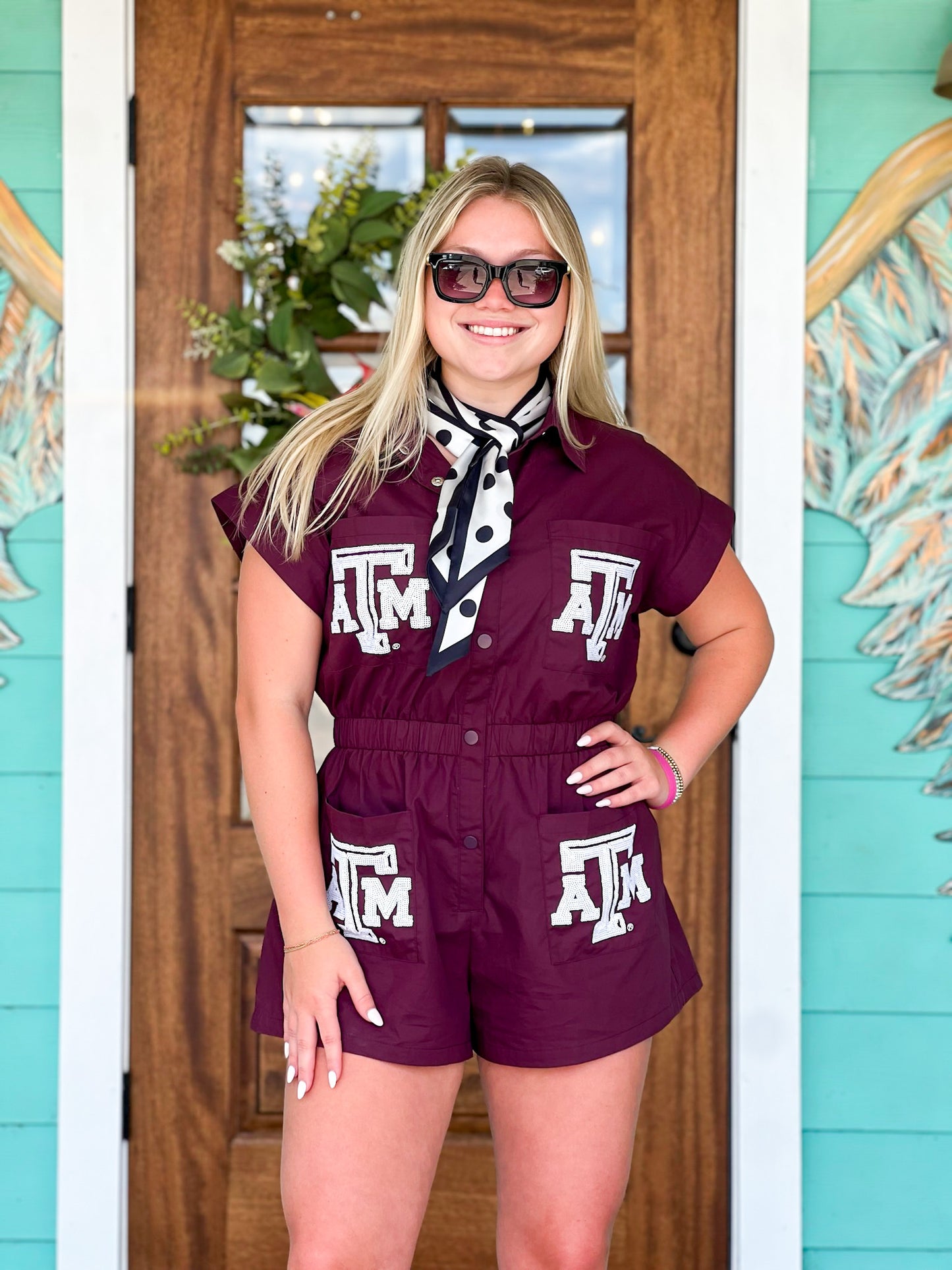 Queen of Sparkles Texas A & M Logo Romper