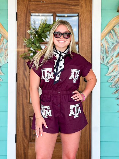 Queen of Sparkles Texas A & M Logo Romper