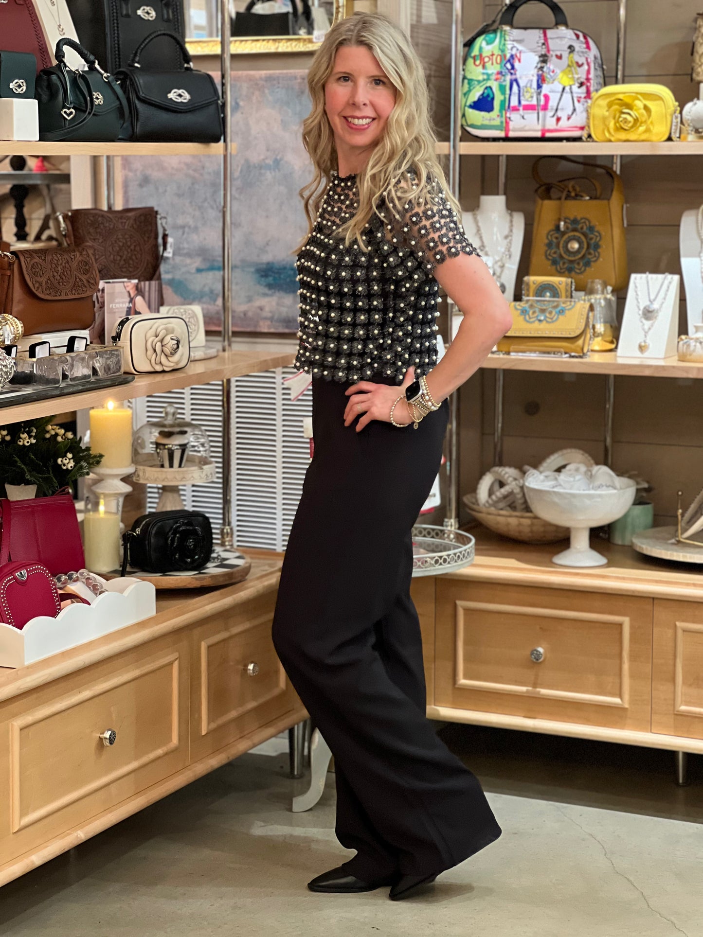 Black High Rise Wide Leg Pants