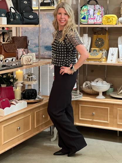 Black High Rise Wide Leg Pants