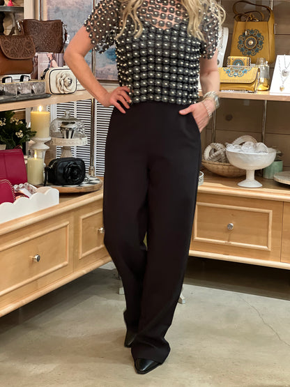 Black High Rise Wide Leg Pants