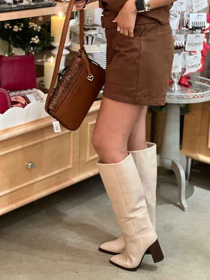 Brown Faux Suede Shorts