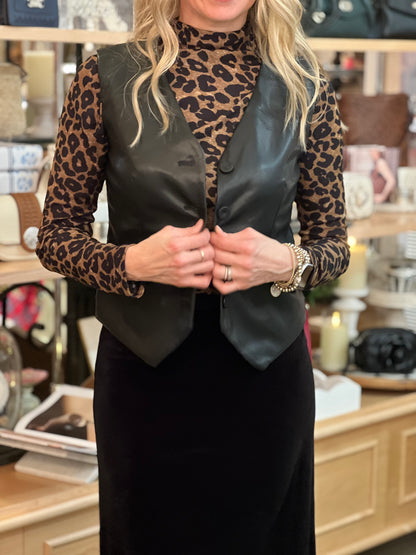 Black Faux Leather Vest