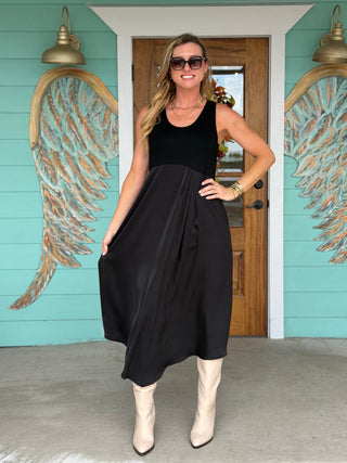 Black Satin Eleanor Dress