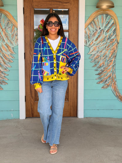 Queen of Sparkles Multi School Supplies Cardigan