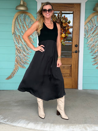 Black Satin Eleanor Dress