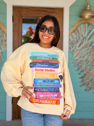 Queen of Sparkles Beige School Books Sweatshirt