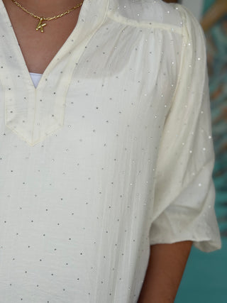 Cream Sparkle Detail Callie Blouse