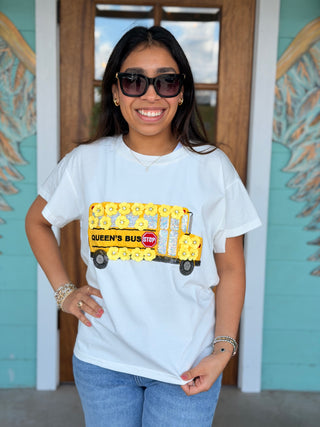 Queen of Sparkles Sequin Flower School Bus Tee