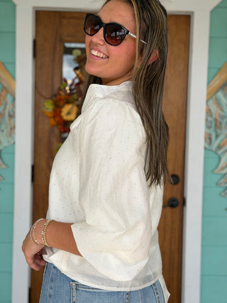 Cream Sparkle Detail Callie Blouse