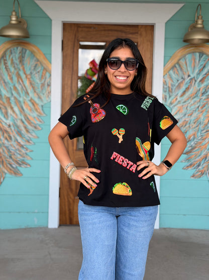 Queen of Sparkles Black Fiesta Icon Tee