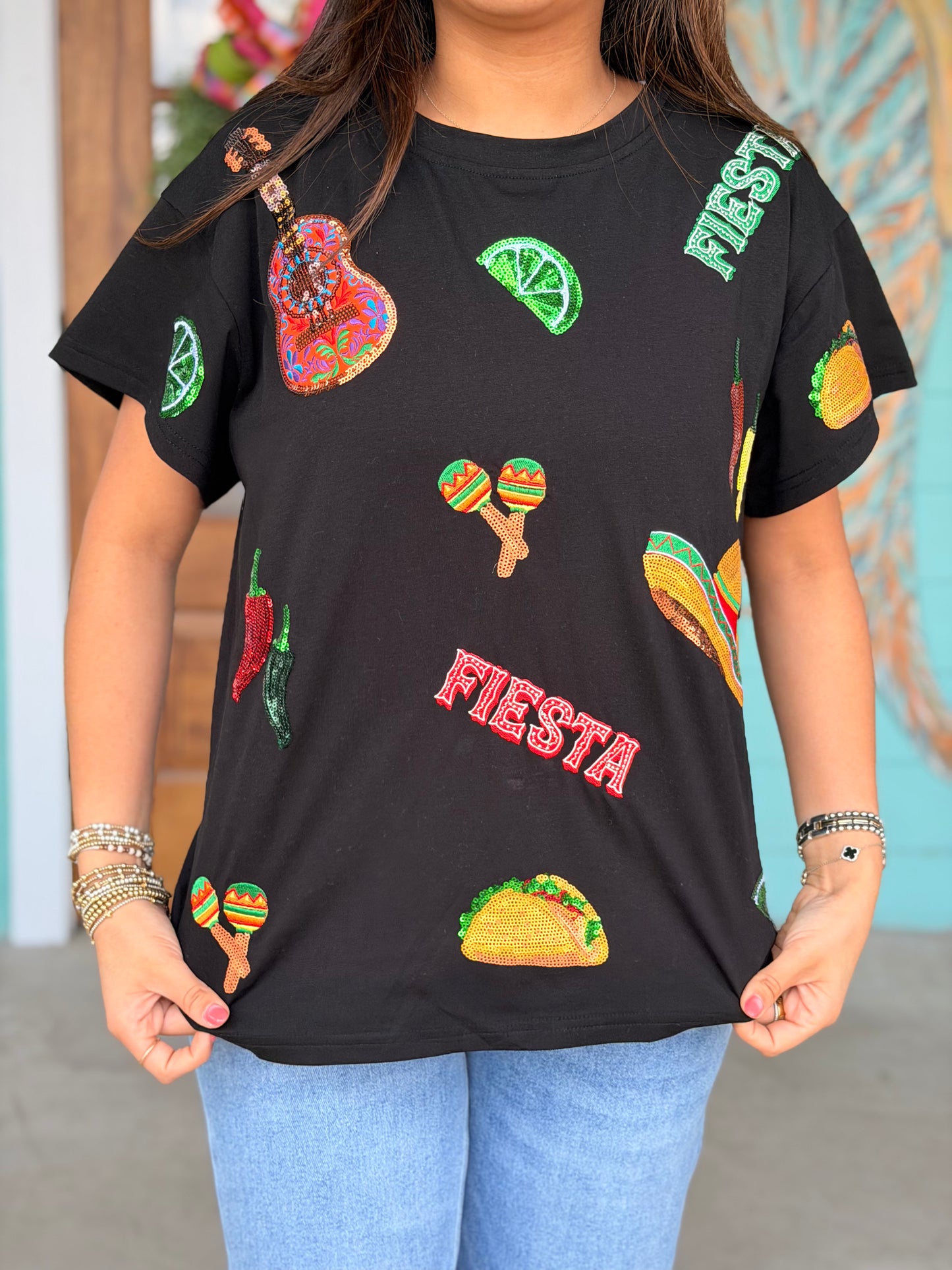Queen of Sparkles Black Fiesta Icon Tee