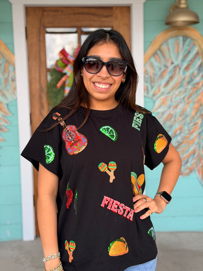 Queen of Sparkles Black Fiesta Icon Tee