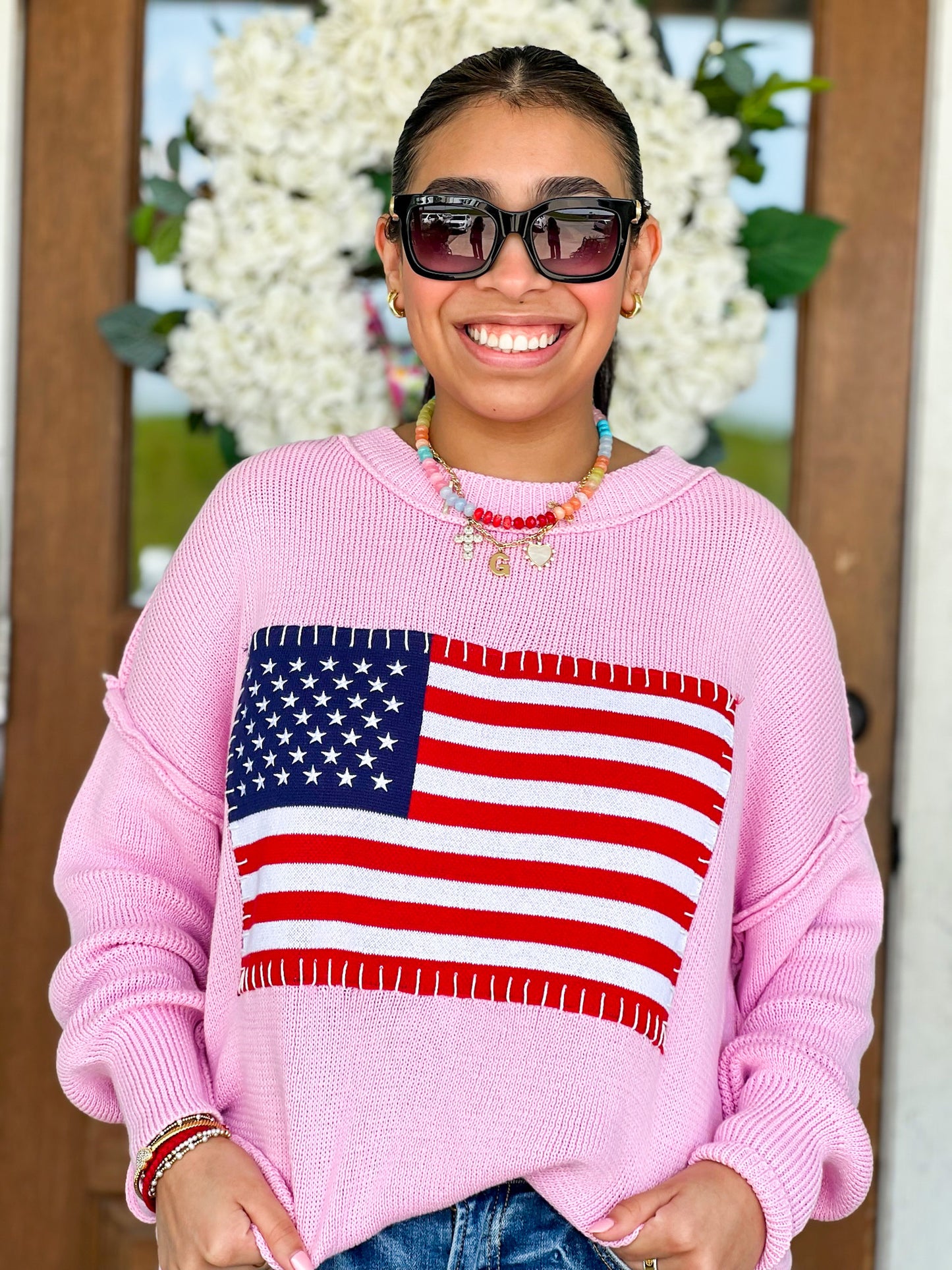 Pink USA Flag Sweater